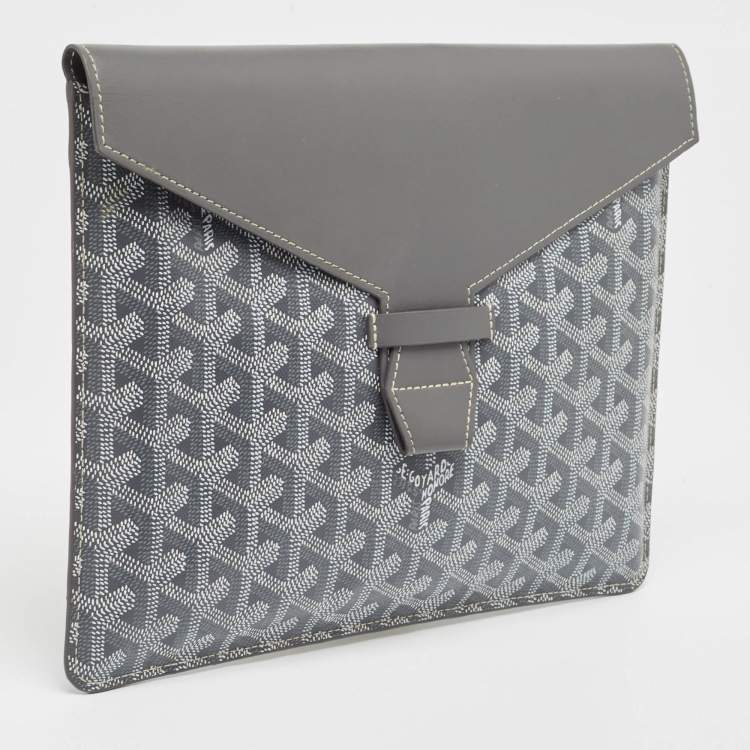 Pre Owned Goyard Grey Goyardine Coated Canvas Camondo Horizontal MM Clutch