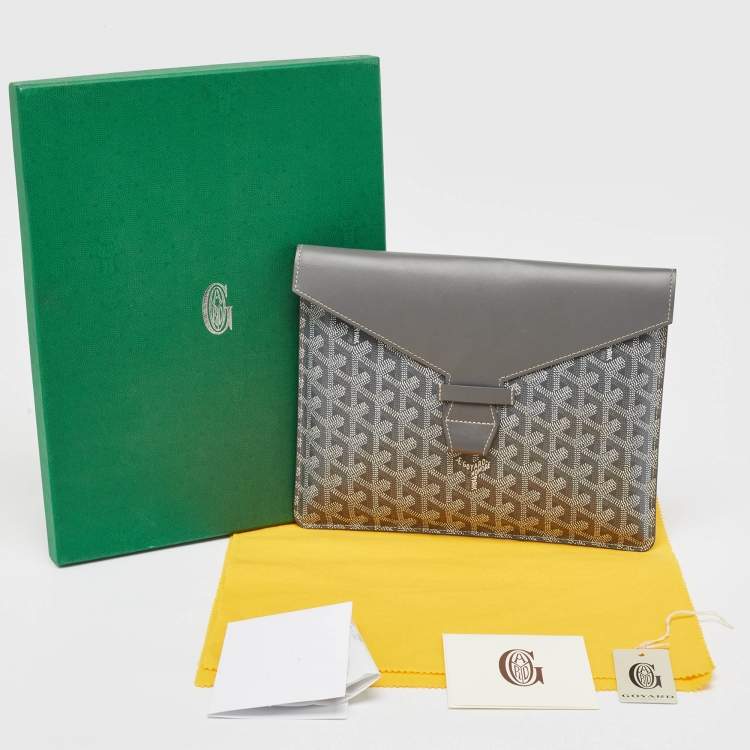 Pre Owned Goyard Grey Goyardine Coated Canvas Camondo Horizontal MM Clutch