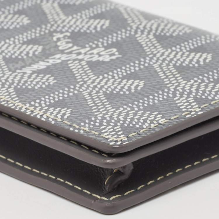 Pre Owned Goyard Grey Goyardine Coated Canvas and Leather Business Card Holder 