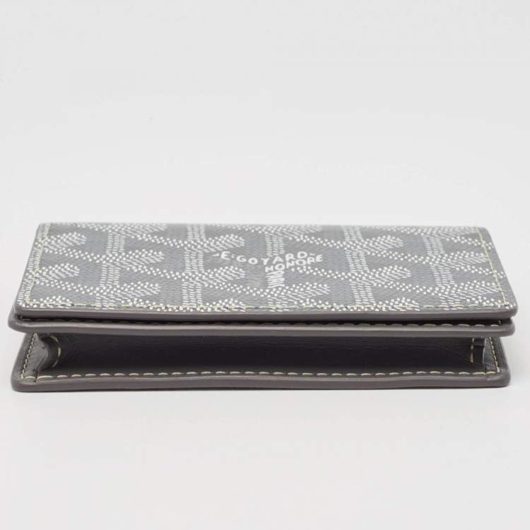 Pre Owned Goyard Grey Goyardine Coated Canvas and Leather Business Card Holder 