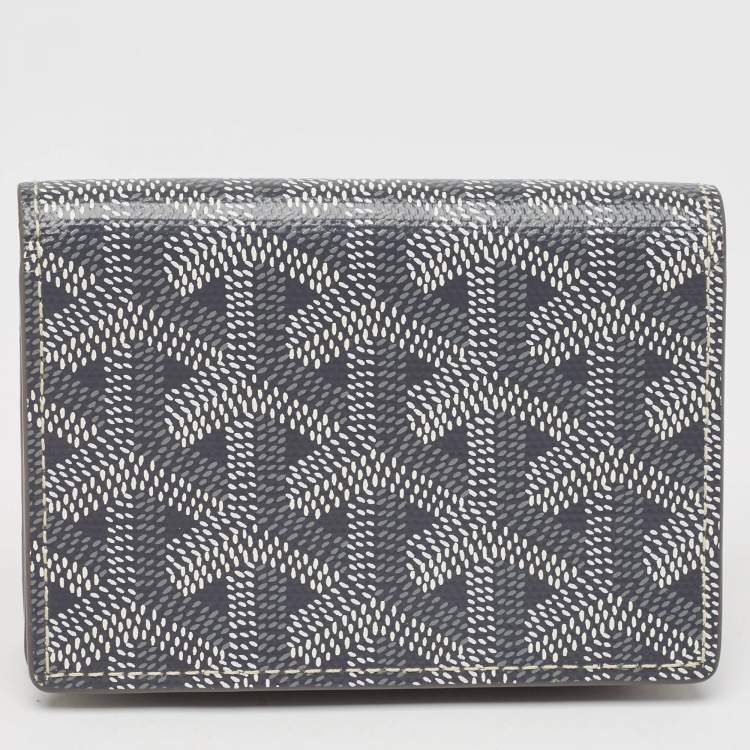 Pre Owned Goyard Grey Goyardine Coated Canvas and Leather Business Card Holder 