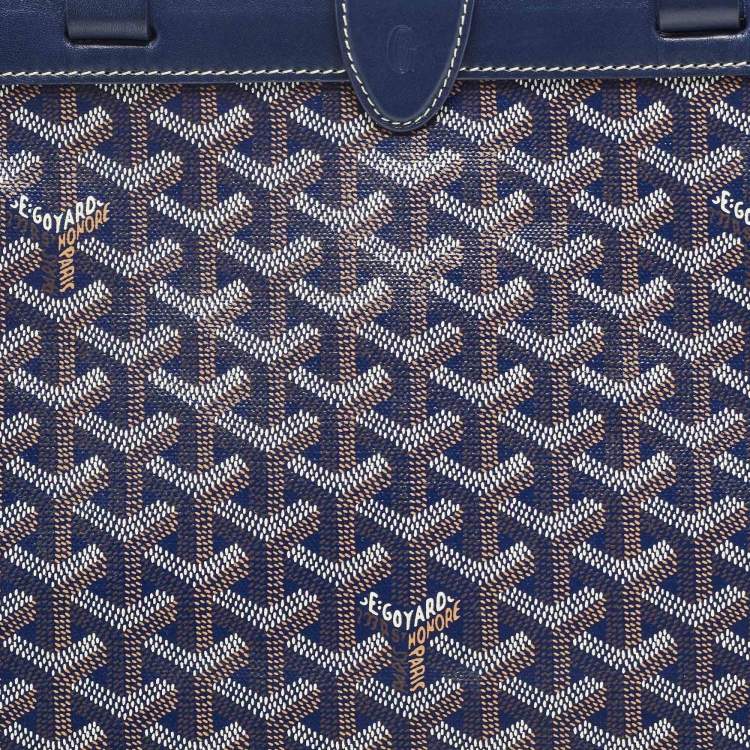 Pre Owned Goyard Navy Blue Goyardine Coated Canvas and Leather Bellechasse PM Tote