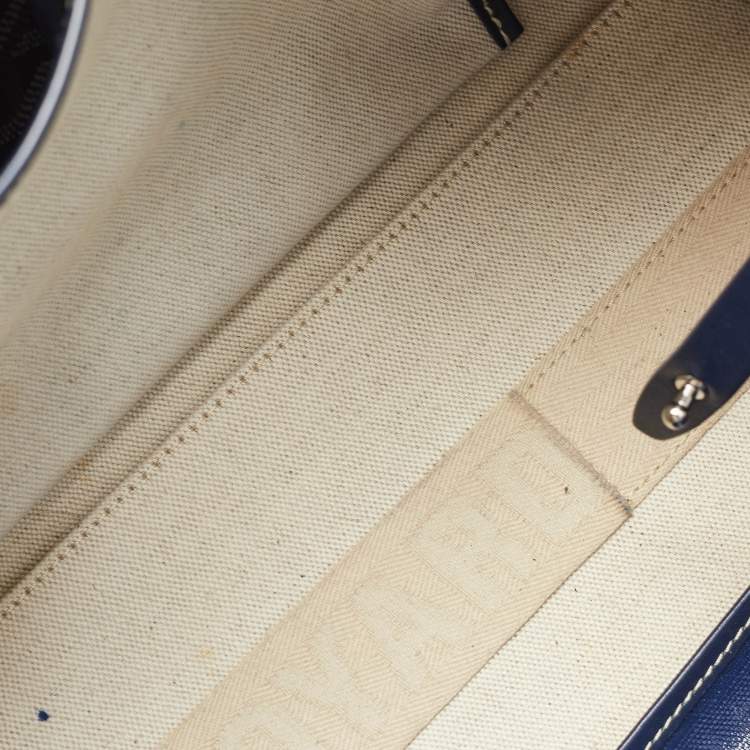 Pre Owned Goyard Navy Blue Goyardine Coated Canvas and Leather Bellechasse PM Tote