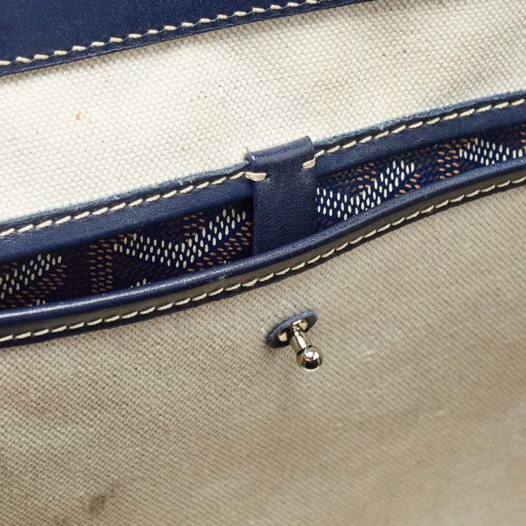 Pre Owned Goyard Navy Blue Goyardine Coated Canvas and Leather Bellechasse PM Tote