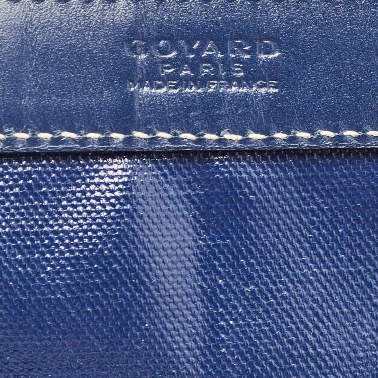 Pre Owned Goyard Navy Blue Goyardine Coated Canvas and Leather Bellechasse PM Tote