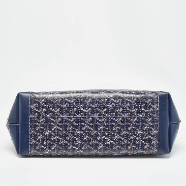 Pre Owned Goyard Navy Blue Goyardine Coated Canvas and Leather Bellechasse PM Tote