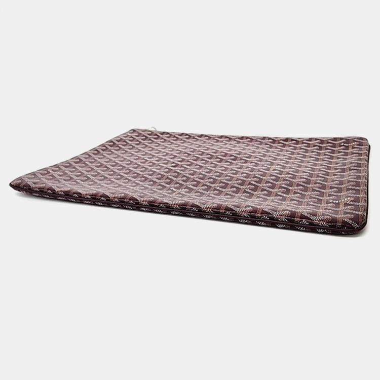 Pre Owned Goyard Burgundy Coated Canvas GM Senna Clutch 