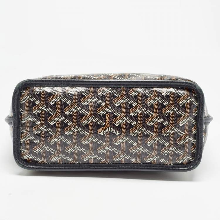 Pre Owned Goyard Black Goyardine Coated Canvas Anjou Mini Reversible Bag