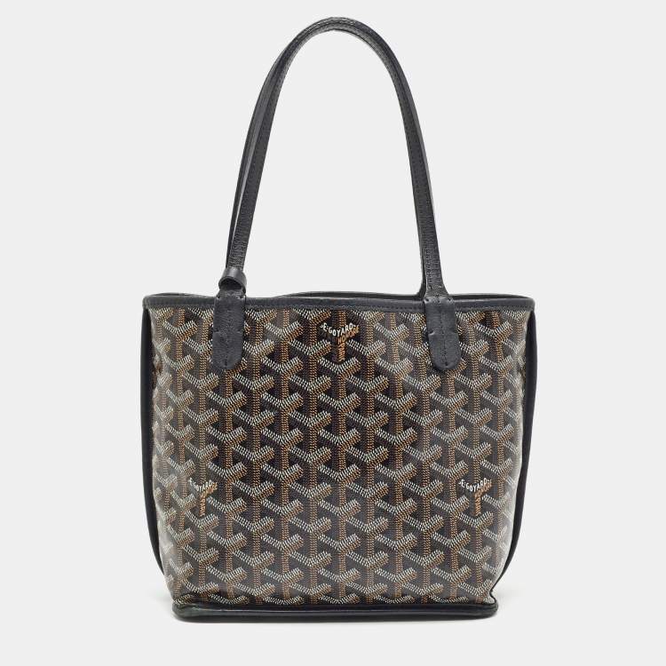 Pre Owned Goyard Black Goyardine Coated Canvas Anjou Mini Reversible Bag