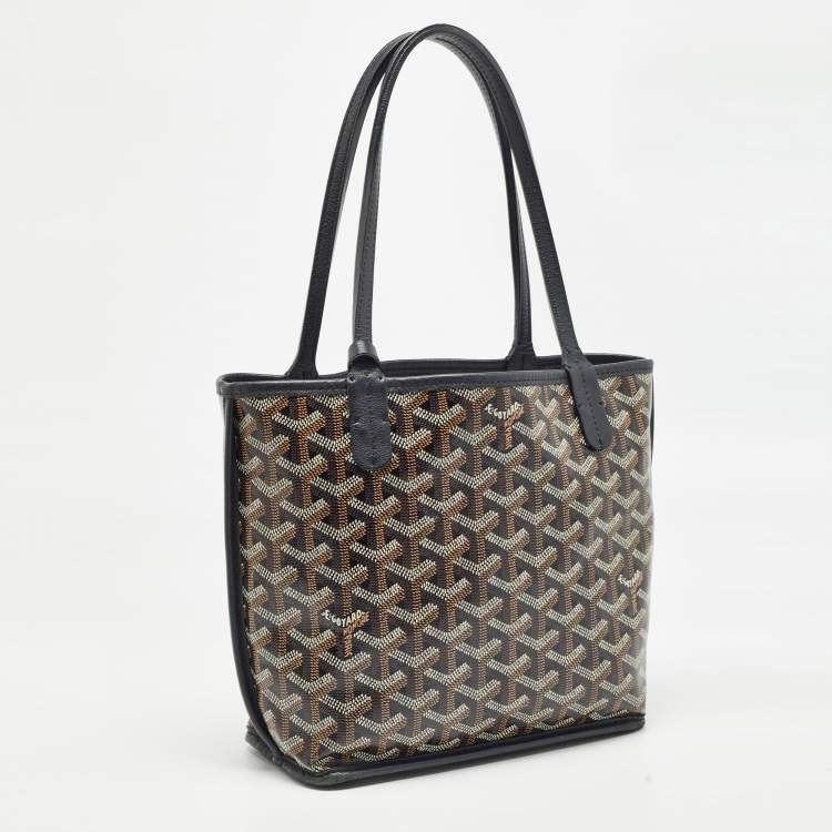 Pre Owned Goyard Black Goyardine Coated Canvas Anjou Mini Reversible Bag