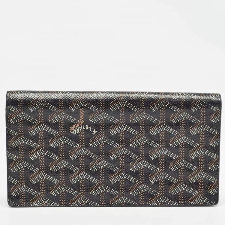Pre Owned Goyard Black Goyardine Coated Canvas and Leather Richelieu Wallet