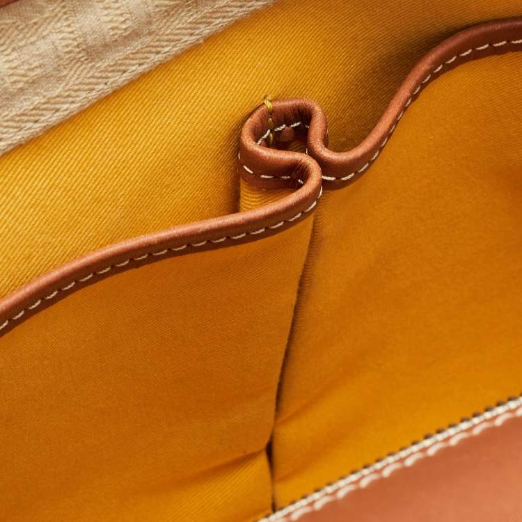 Pre Owned Goyard Brown Goyardine Coated Canvas and Leather Belvedere MM Saddle Bag