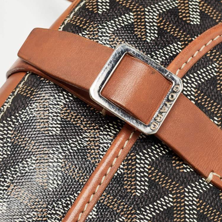 Pre Owned Goyard Brown Goyardine Coated Canvas and Leather Belvedere MM Saddle Bag