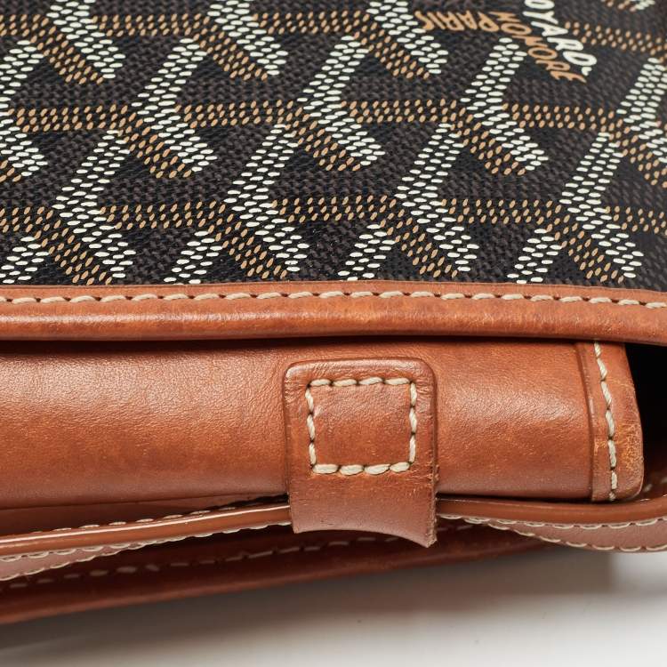 Pre Owned Goyard Brown Goyardine Coated Canvas and Leather Belvedere MM Saddle Bag