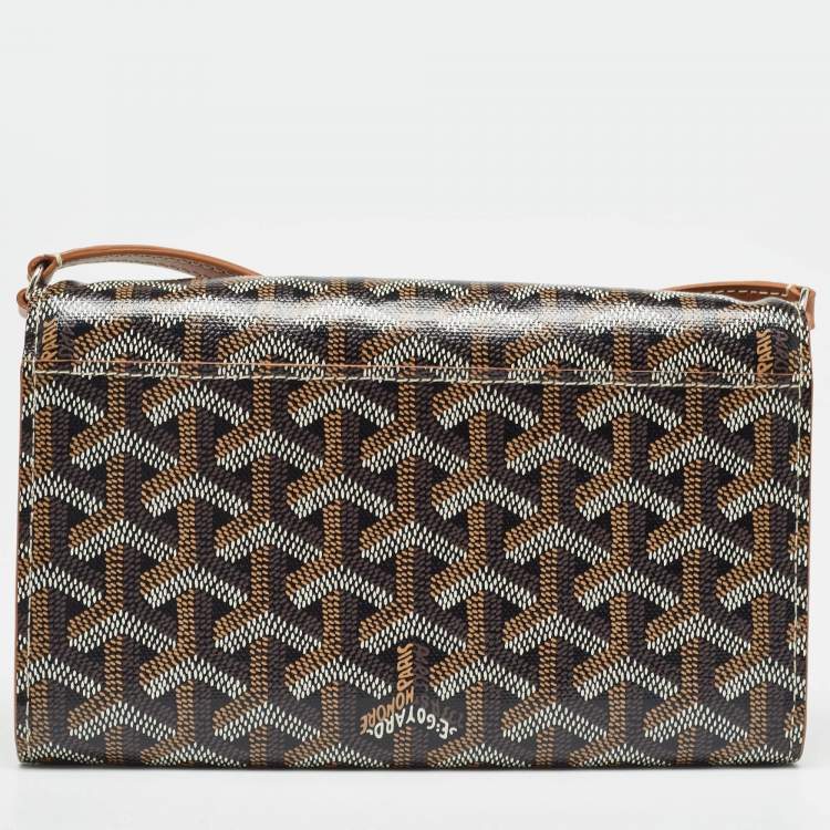 Pre Owned Goyard Brown Goyardine Coated Canvas Varenne Wallet on Strap
