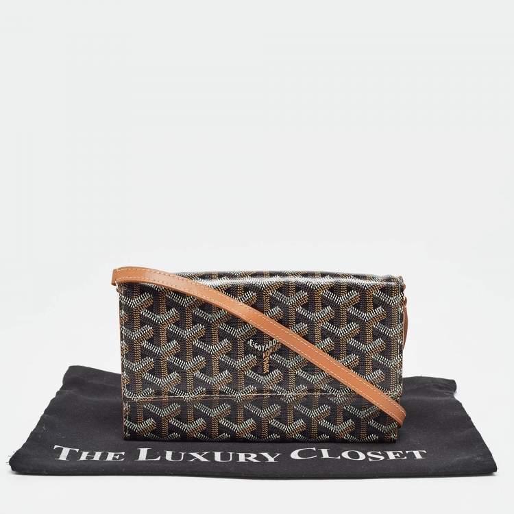 Pre Owned Goyard Brown Goyardine Coated Canvas Varenne Wallet on Strap