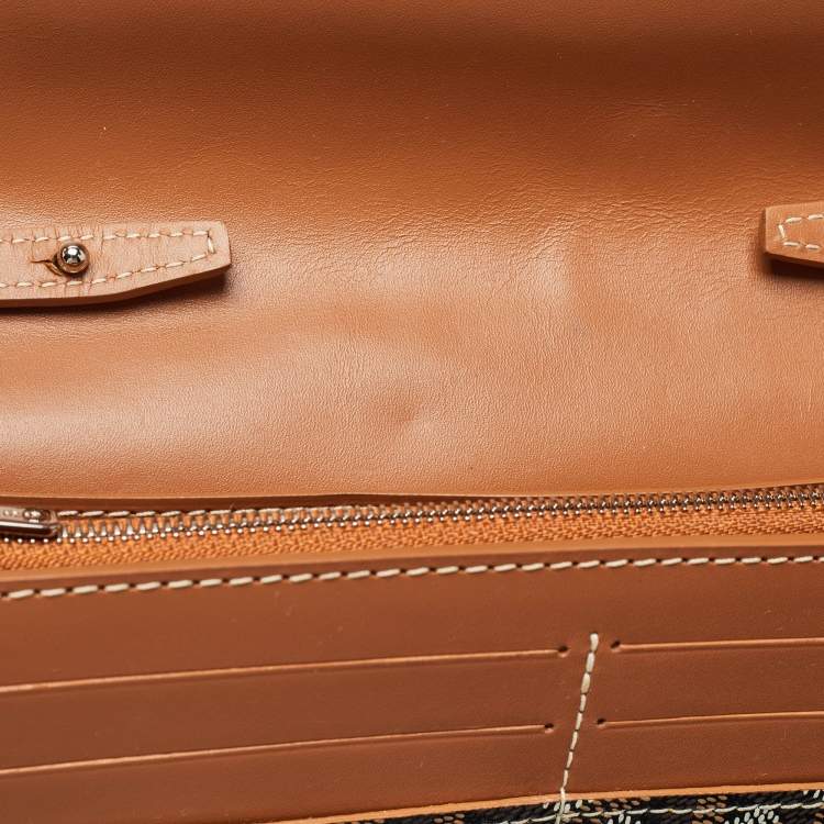 Pre Owned Goyard Brown Goyardine Coated Canvas Varenne Wallet on Strap