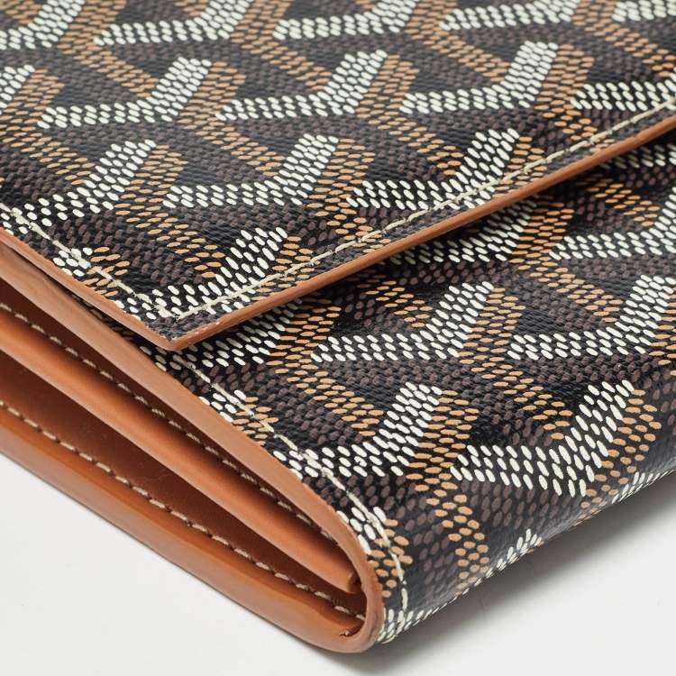 Pre Owned Goyard Brown Goyardine Coated Canvas Varenne Wallet on Strap
