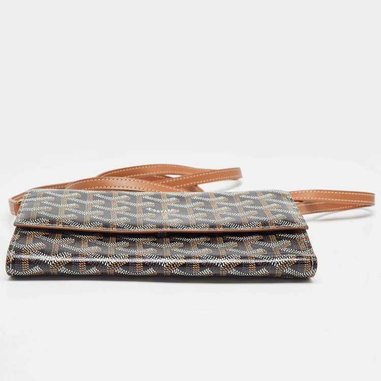 Pre Owned Goyard Brown Goyardine Coated Canvas Varenne Wallet on Strap