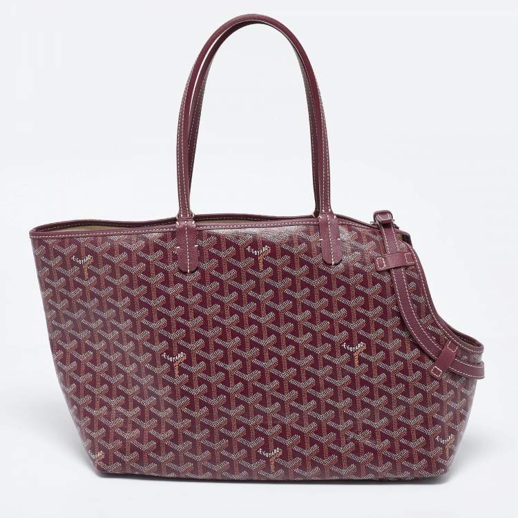 Pre Owned Goyard Burgundy Goyardine Coated Canvas and Leather The Chien Gris Bag
