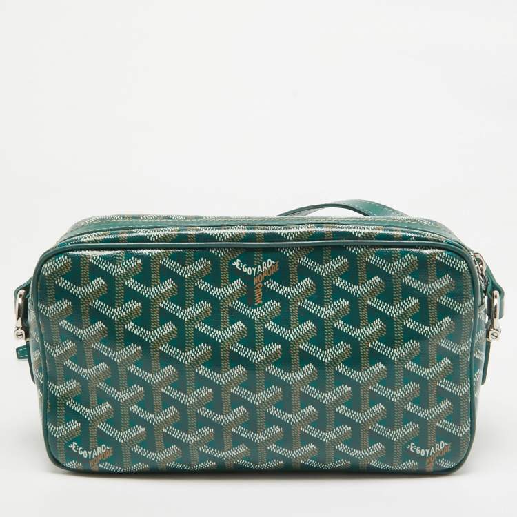 Pre Owned Goyard Green Coated Canvas and Leather Cap Vert Crossbody Bag