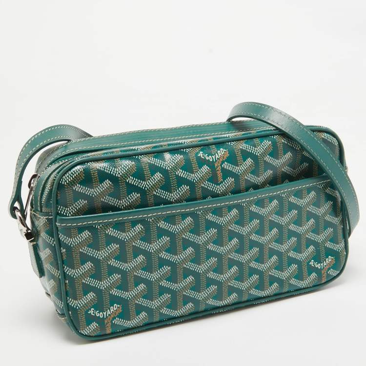 Pre Owned Goyard Green Coated Canvas and Leather Cap Vert Crossbody Bag