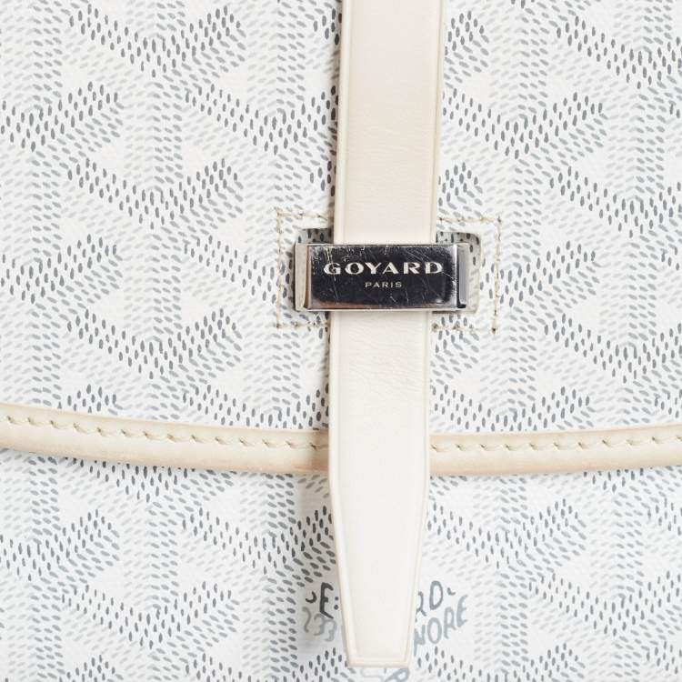 Pre Owned Goyard White Goyardine Coated Canvas and Leather Belvedere PM Bag