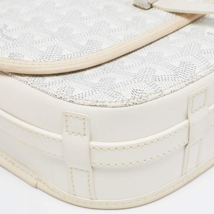 Pre Owned Goyard White Goyardine Coated Canvas and Leather Belvedere PM Bag