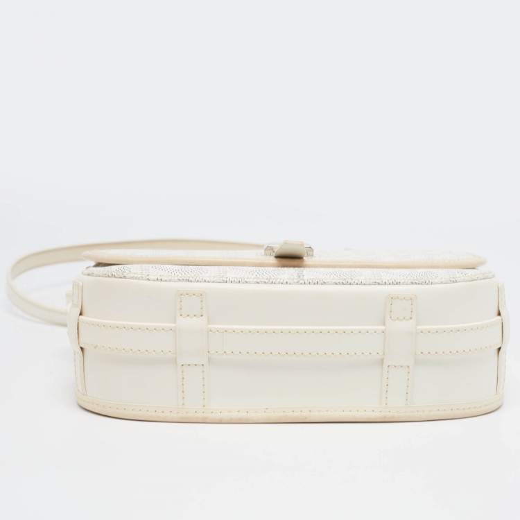 Pre Owned Goyard White Goyardine Coated Canvas and Leather Belvedere PM Bag