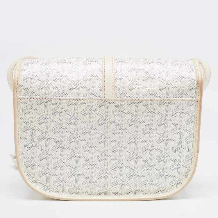 Pre Owned Goyard White Goyardine Coated Canvas and Leather Belvedere PM Bag