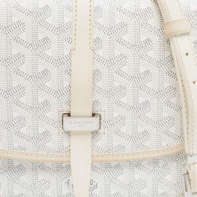 Pre Owned Goyard White Goyardine Coated Canvas and Leather Belvedere PM Bag