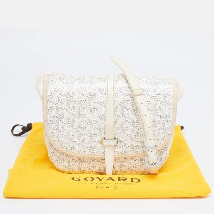 Pre Owned Goyard White Goyardine Coated Canvas and Leather Belvedere PM Bag