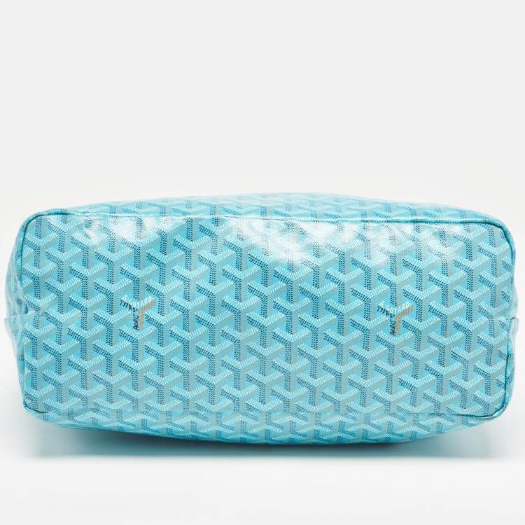 Pre Owned Goyard Blue Coated Canvas Leather Small Saint Louis Tote