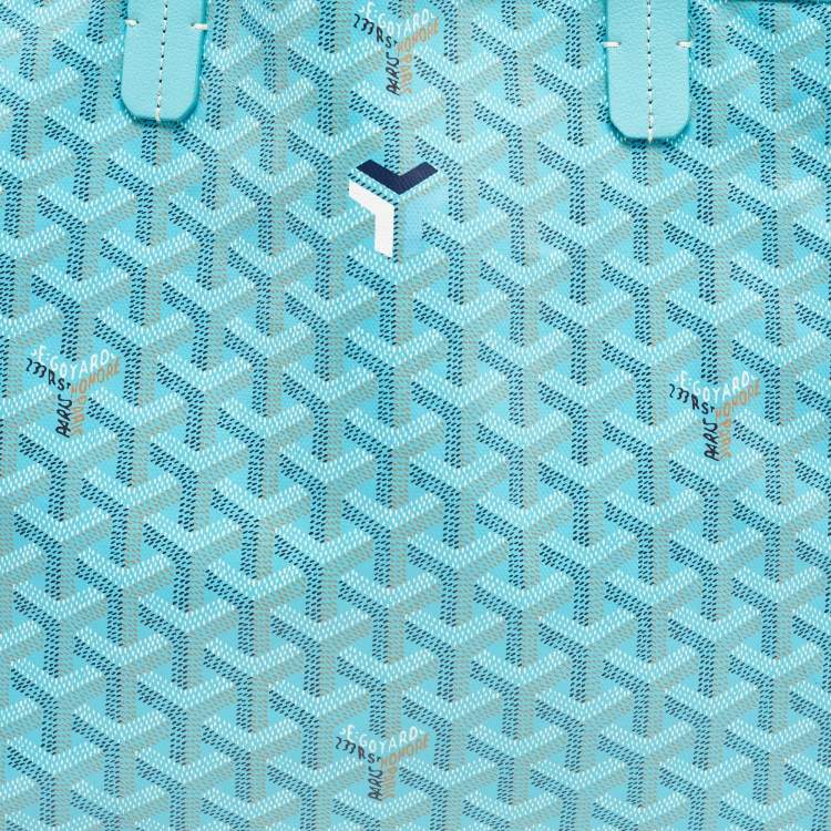 Pre Owned Goyard Blue Coated Canvas Leather Small Saint Louis Tote