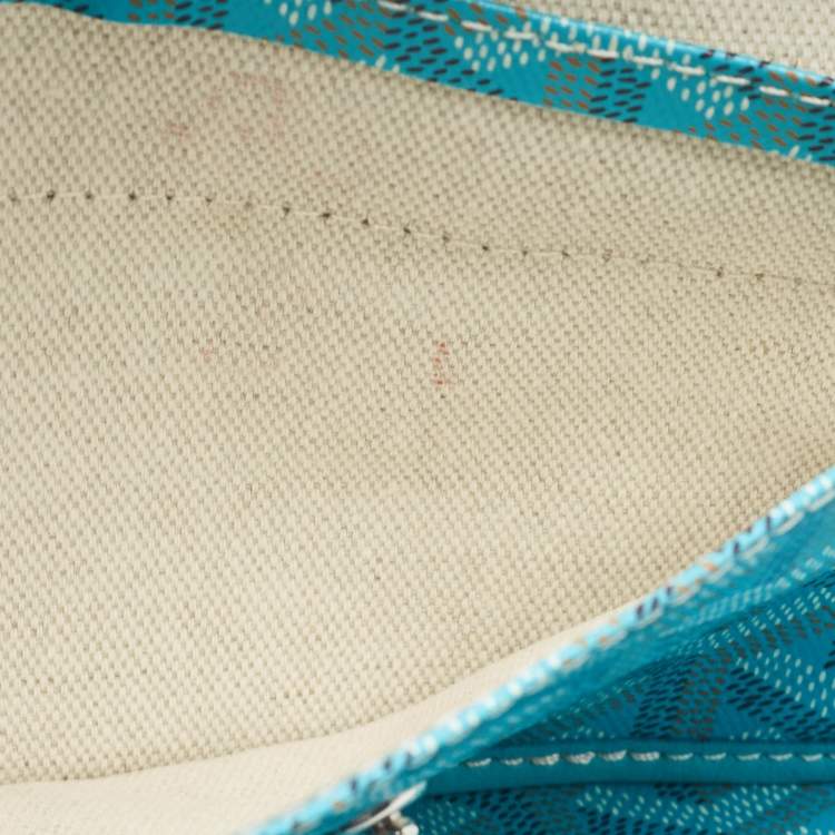 Pre Owned Goyard Blue Coated Canvas Leather Small Saint Louis Tote