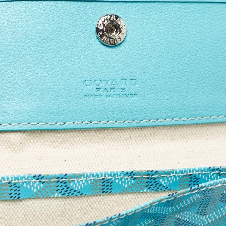 Pre Owned Goyard Blue Coated Canvas Leather Small Saint Louis Tote