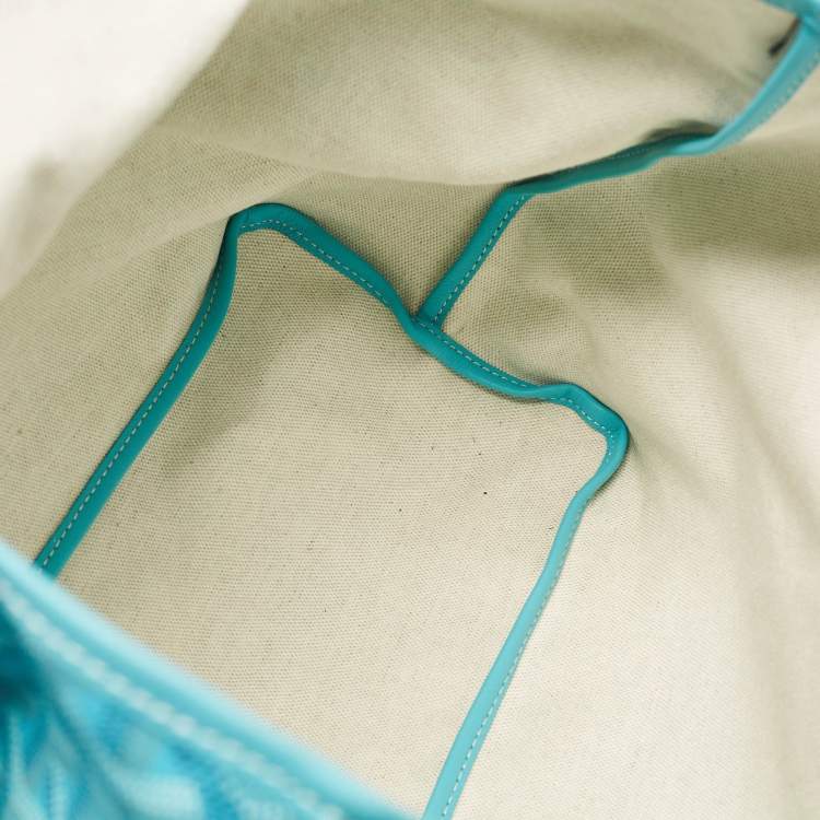 Pre Owned Goyard Blue Coated Canvas Leather Small Saint Louis Tote