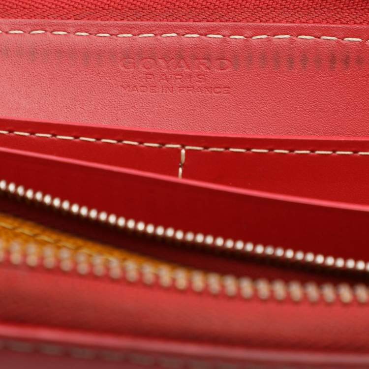 Pre Owned Goyard Red Goyardine Coated Canvas Matignon Zip Around Wallet