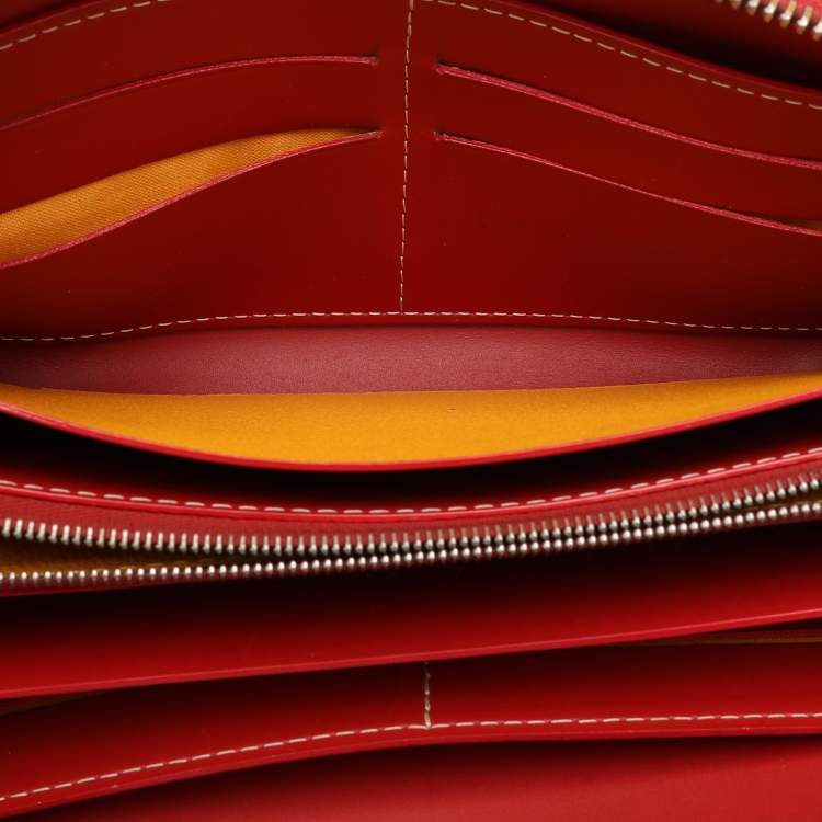 Pre Owned Goyard Red Goyardine Coated Canvas Matignon Zip Around Wallet