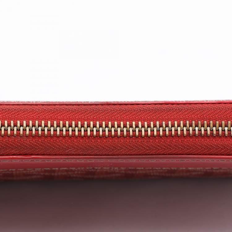 Pre Owned Goyard Red Goyardine Coated Canvas Matignon Zip Around Wallet