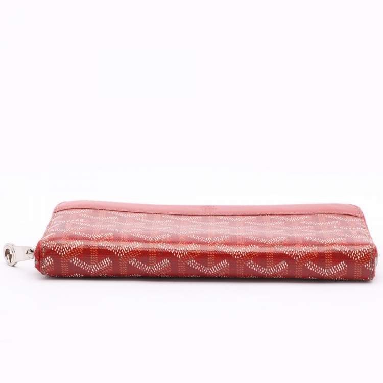 Pre Owned Goyard Red Goyardine Coated Canvas Matignon Zip Around Wallet