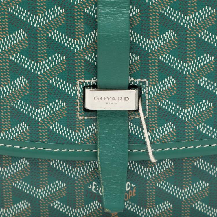 Pre Owned Goyard Green Goyardine Coated Canvas and Leather Belvedere II PM Saddle Bag