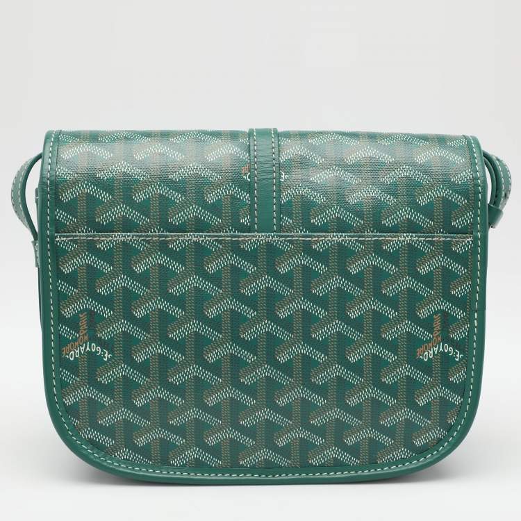 Pre Owned Goyard Green Goyardine Coated Canvas and Leather Belvedere II PM Saddle Bag
