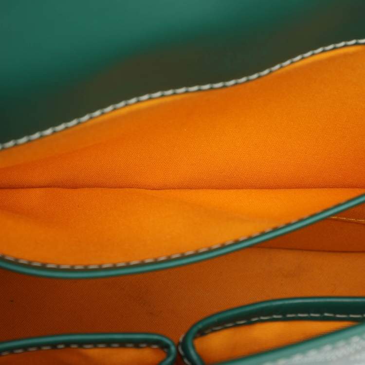 Pre Owned Goyard Green Goyardine Coated Canvas and Leather Belvedere II PM Saddle Bag