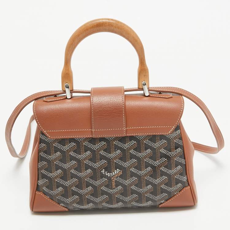 Pre Owned Goyard Brown Goyardine Coated Canvas and Leather Mini Saigon Top Handle Bag