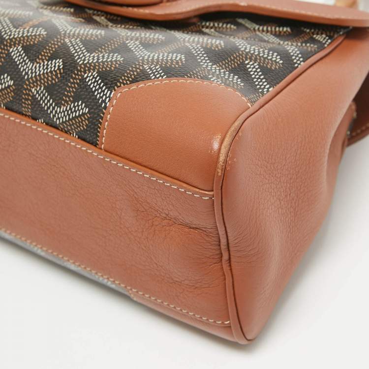 Pre Owned Goyard Brown Goyardine Coated Canvas and Leather Mini Saigon Top Handle Bag