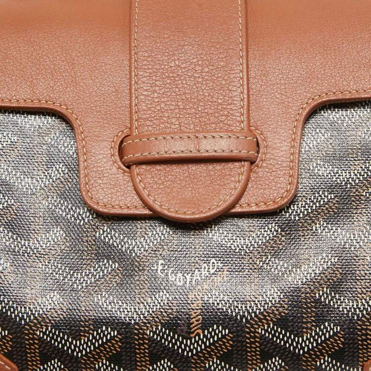 Pre Owned Goyard Brown Goyardine Coated Canvas and Leather Mini Saigon Top Handle Bag