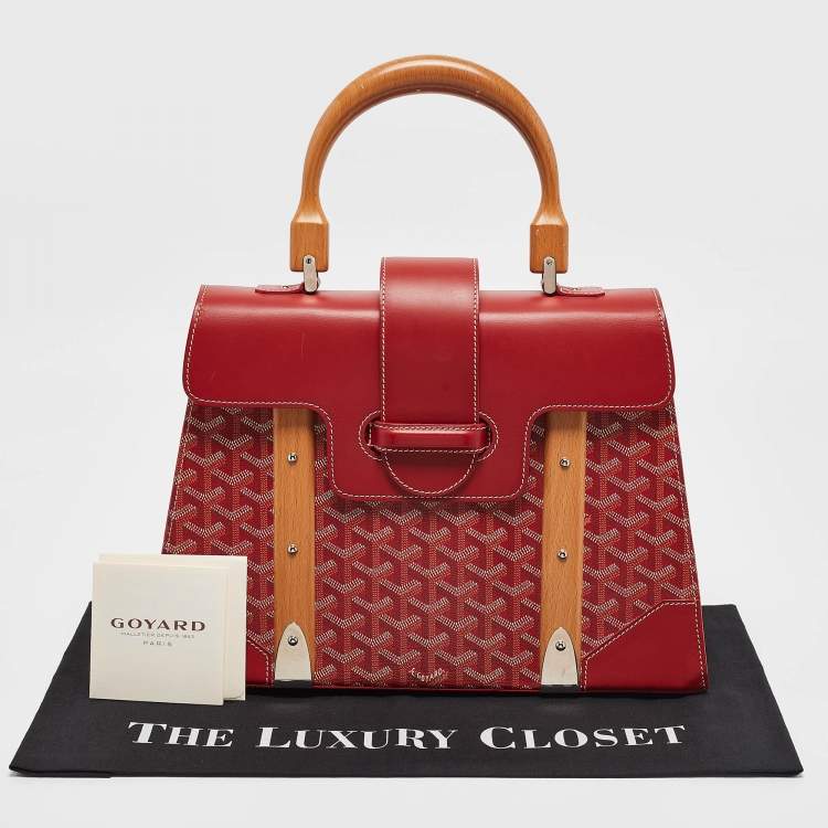 Pre Owned Goyard Red Goyardine Coated Canvas and Leather Saigon MM Top Handle Bag