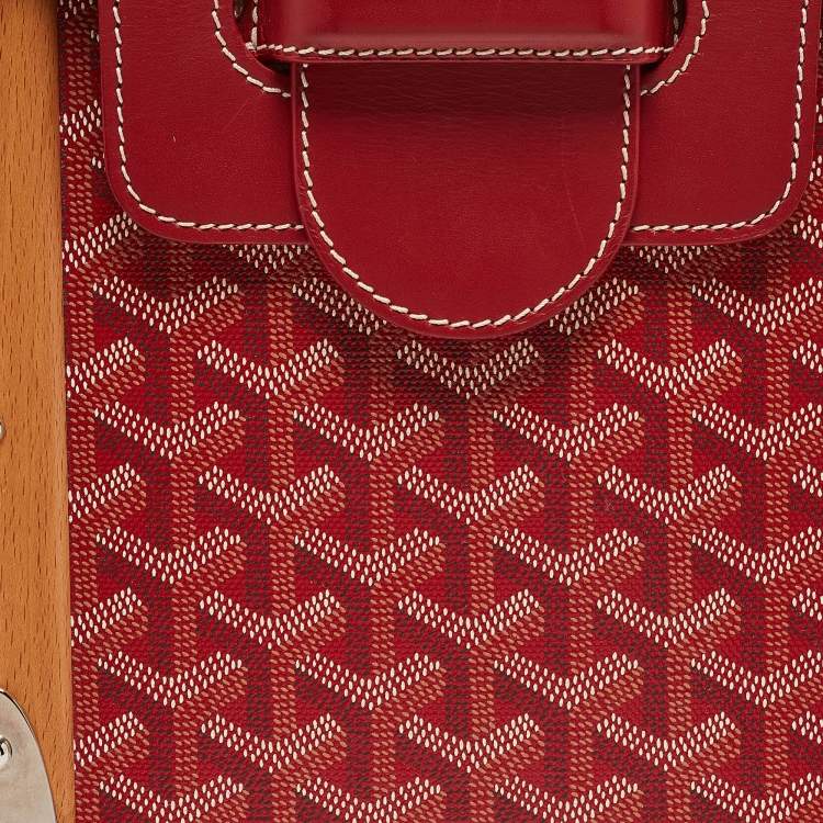 Pre Owned Goyard Red Goyardine Coated Canvas and Leather Saigon MM Top Handle Bag