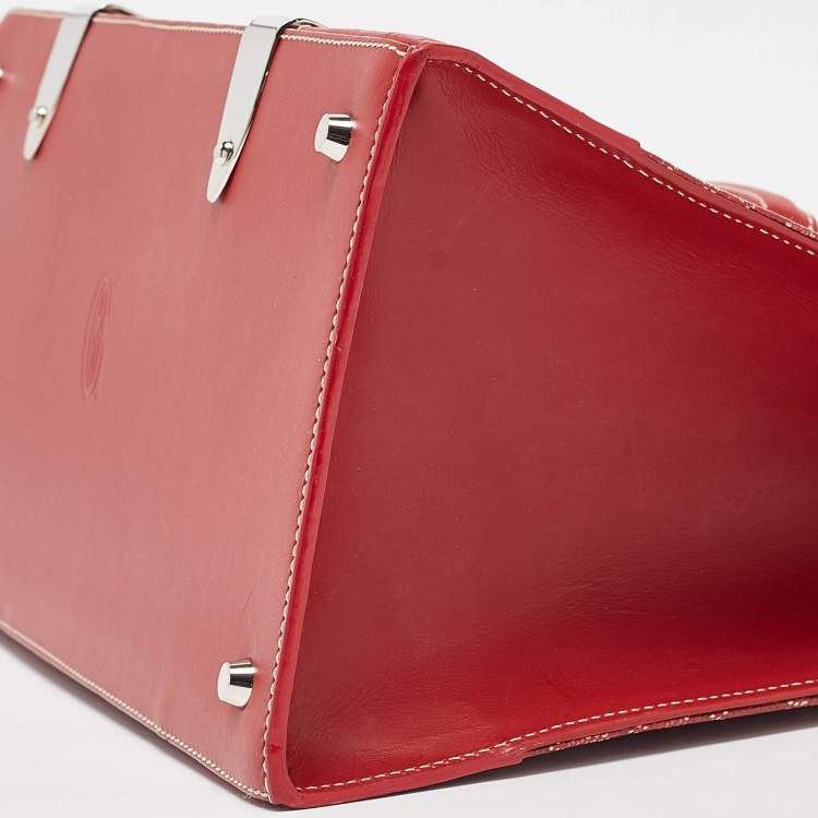 Pre Owned Goyard Red Goyardine Coated Canvas and Leather Saigon MM Top Handle Bag